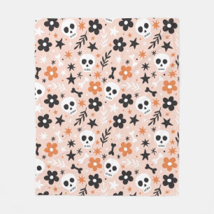 Couverture Polaire Motif crâne de fleurs