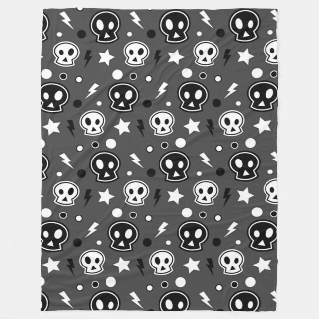 Couverture Polaire Motif crâne sombre funky (Devant)