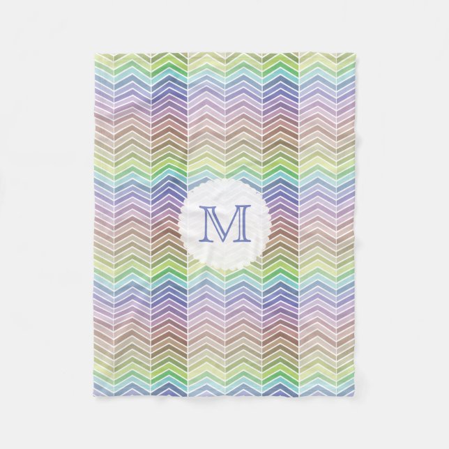 Couverture Polaire Motif créatif Arc en ciel et texturé Chevron (Devant)