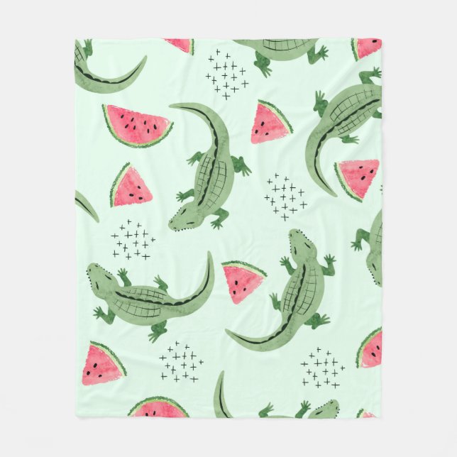 Couverture Polaire Motif crocodile sans joint avec tranches de pastèq (Devant)