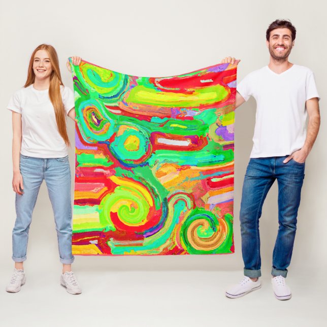 Couverture Polaire Motif d'abstraction coloré (En situation)