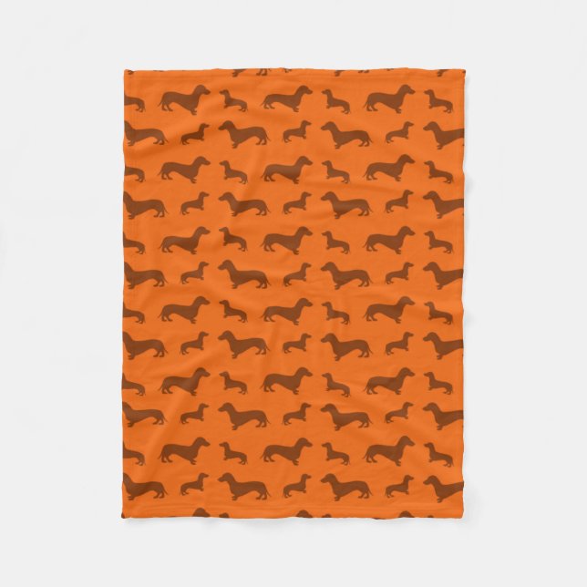 Couverture Polaire Motif dachshund orange mignon (Devant)