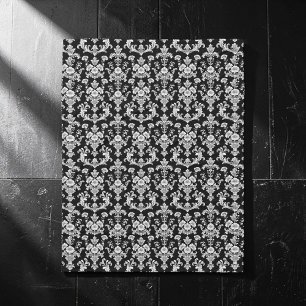 Couverture Polaire Motif damassé noir et blanc victorien
