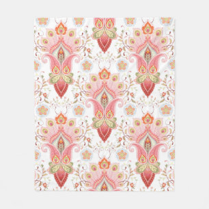Couverture Polaire Motif damassé oriental floral avec paisley et pe