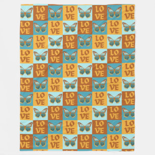 Couverture Polaire Motif d'amour papillon Dégradé bleu et orange