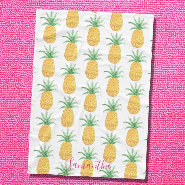 Couverture Polaire Motif d'ananas tropical personnalisé (Créateur téléchargé)