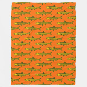 Couverture Polaire Motif d'anchois - orange, noir et orange