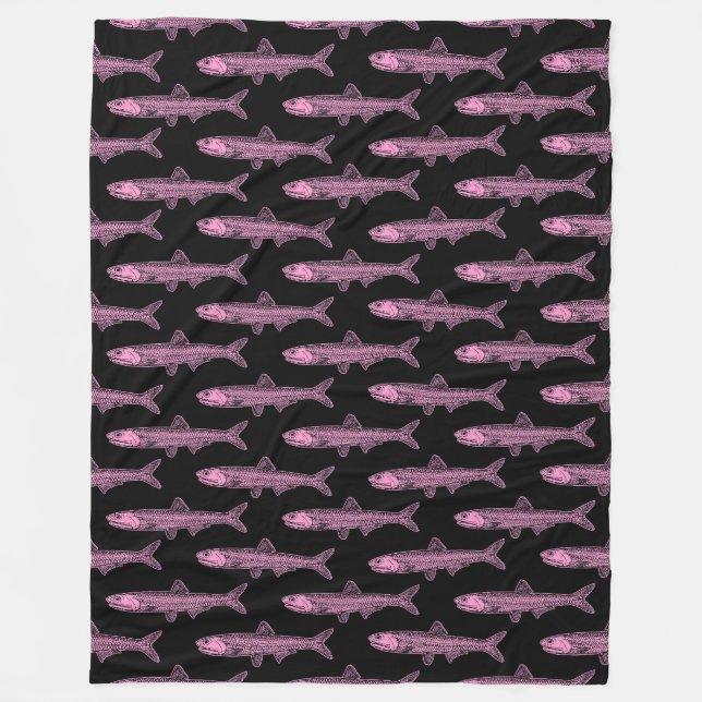 Couverture Polaire Motif d'anchois - rose et noir (Devant)
