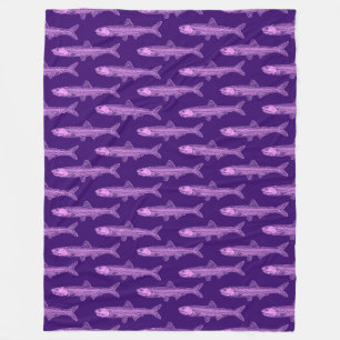 Couverture Polaire Motif d'anchois - Violet clair et violet profond