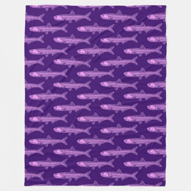 Couverture Polaire Motif d'anchois - Violet clair et violet profond (Devant)