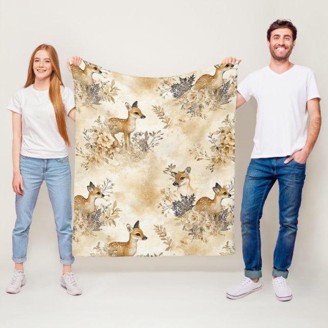 Couverture Polaire Motif d'animal de faon de forêt (En situation)