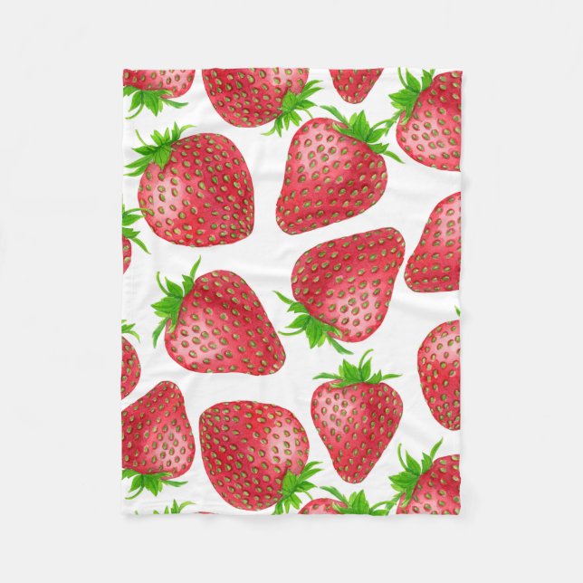 Couverture Polaire Motif d'aquarelle de fraises (Devant)