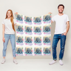 Couverture Polaire Motif d'aquarelle de Manatee