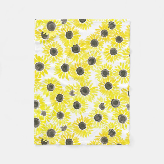 Couverture Polaire Motif d'aquarelle des tournesols (Devant)
