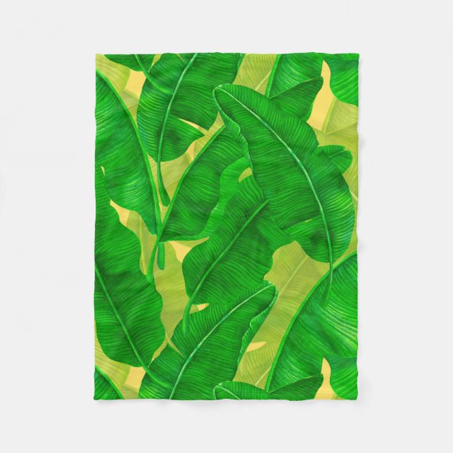 Couverture Polaire Motif d'aquarelle feuille Banana (Devant)