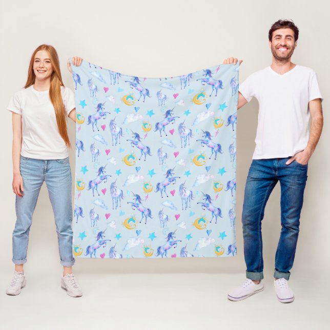 Couverture Polaire Motif d'aquarelle magique Unicorn Design Imaginair (En situation)