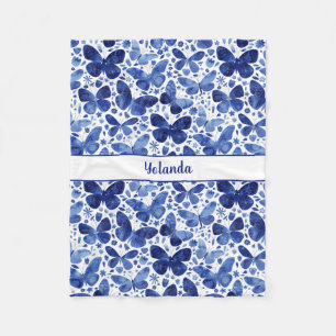 Couverture Polaire Motif d'aquarelle papillon personnalisé