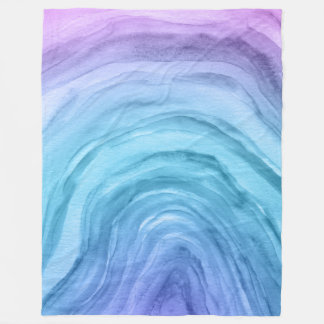 Couverture Polaire Motif d'aquarelle tendance Blue Ombre Agate II