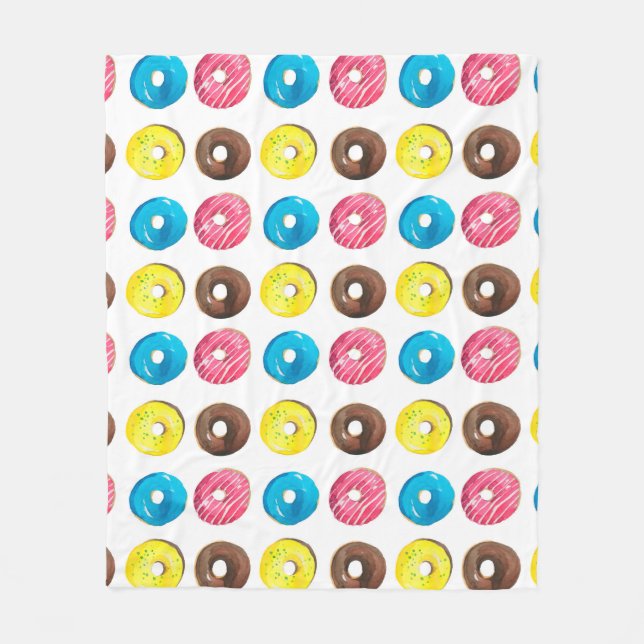 Couverture Polaire Motif d'aquarelle transparente avec petits beignet (Devant)