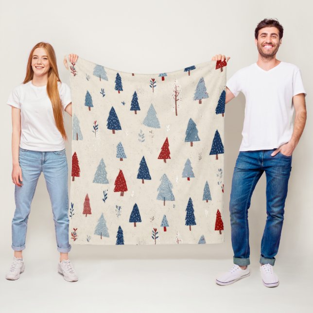 Couverture Polaire Motif d'arbre de forêt rustique moderne (En situation)