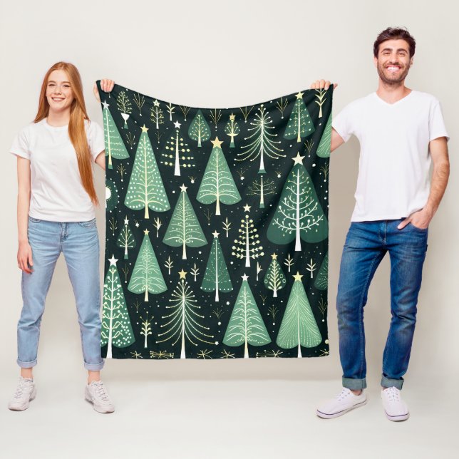 Couverture Polaire Motif d'arbre de Noël (En situation)
