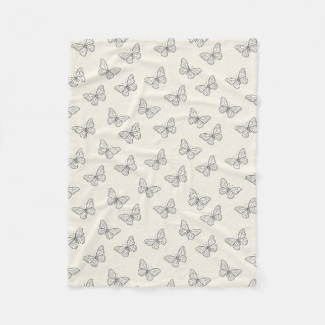 Couverture Polaire Motif d'art en ligne de papillon (Devant)
