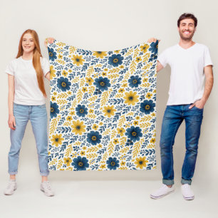 Couverture Polaire Motif d'art floral méditerranéen classique