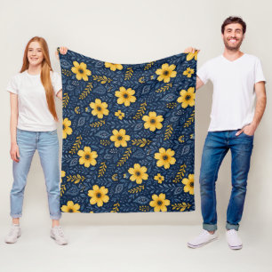 Couverture Polaire Motif d'art floral méditerranéen élégant