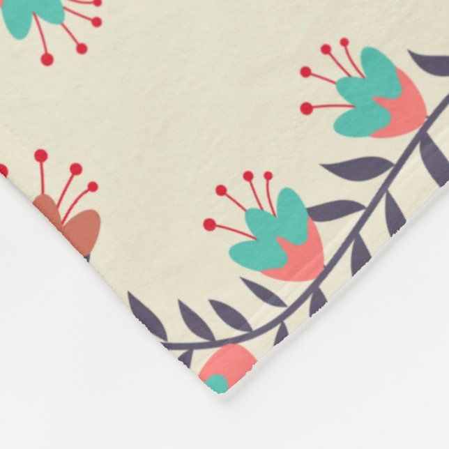 Couverture Polaire Motif d'art folklorique d'oiseaux et de fleurs (Coin)