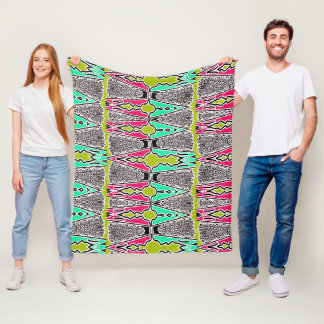 Couverture Polaire Motif d'art folklorique géométrique floral vibrant
