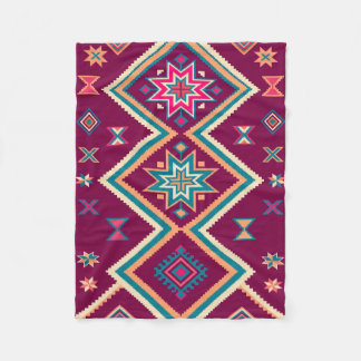 Couverture Polaire Motif d'art folklorique géométrique sud-ouest Plum