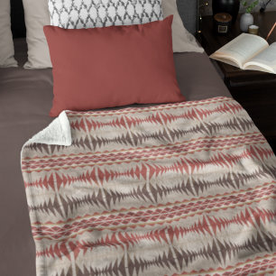 Couverture Polaire Motif d'art tribal Taupe Beige Brun Rouge Foncé