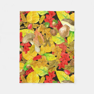 Couverture Polaire Motif d'automne aquarelle