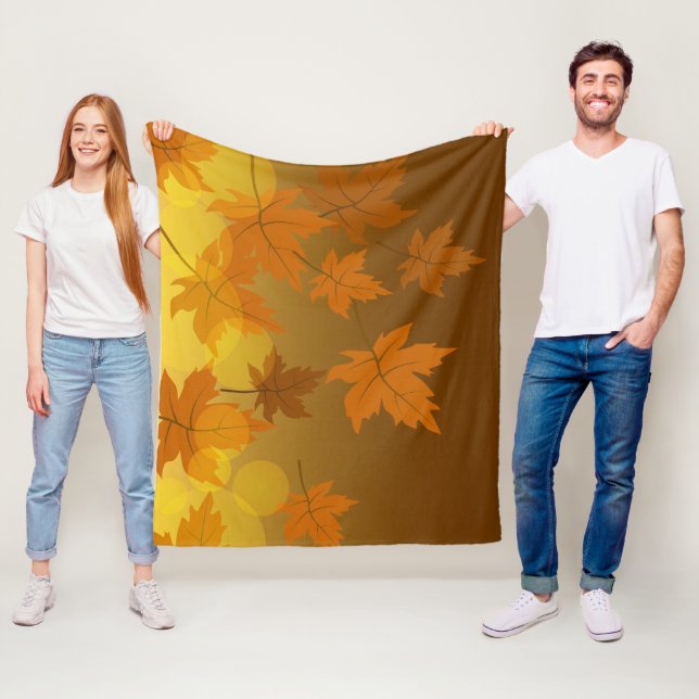 Couverture Polaire Motif d'automne avec feuilles d'érable en chute et (En situation)
