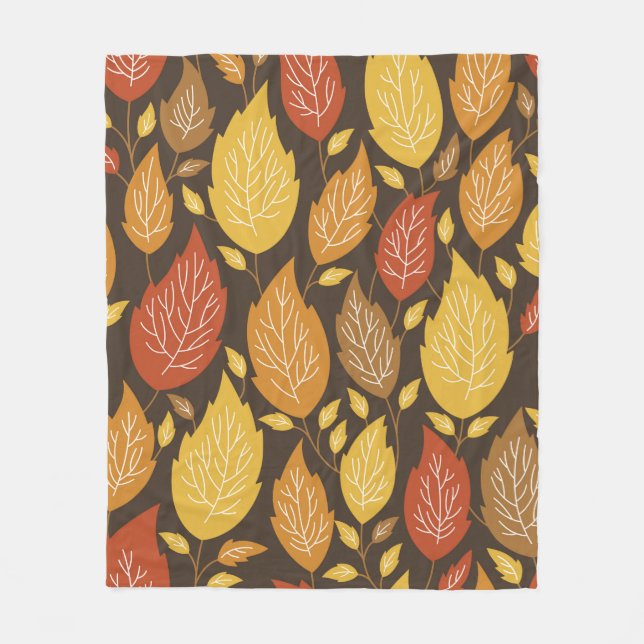 Couverture Polaire motif d'automne transparent avec feuille de couleu (Devant)