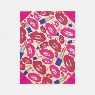 Couverture Polaire Motif de baiser de rouge à lèvres