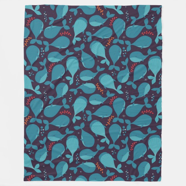 Couverture Polaire Motif de baleine bleue (Devant)