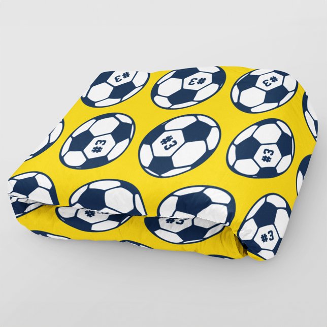 Couverture Polaire Motif de balle de soccer bleu marine et jaune pers (Créateur téléchargé)