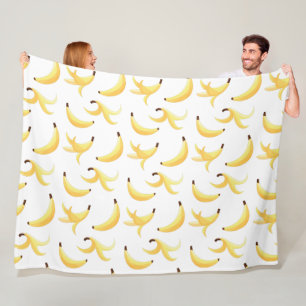 Couverture Polaire Motif de banane jaune rétro drôle éditable pour fê