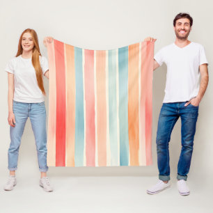Couverture Polaire Motif de bande colorée à l'aquarelle vive