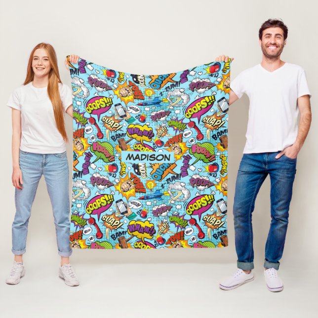 Couverture Polaire Motif de bandes dessinées personnalisées (En situation)