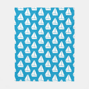 Couverture Polaire Motif de bateau à voile bleu clair