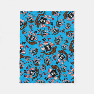 Couverture Polaire Motif de bateau de pirates bleu ciel