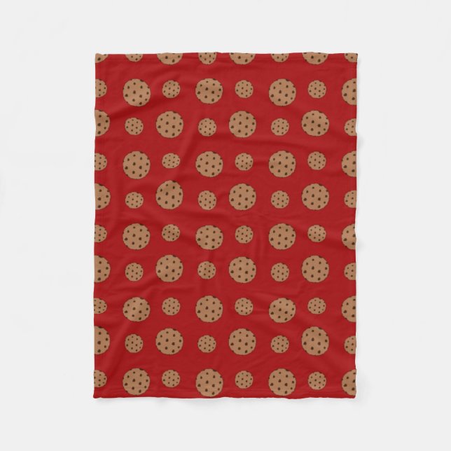 Couverture Polaire Motif de biscuits à puce de chocolat rouge (Devant)