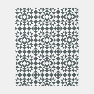 Couverture Polaire Motif de blocs de surfaces composées noir et blan