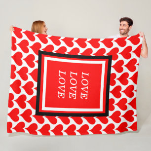 Couverture Polaire Motif de bordure de cœurs rouges d'amour