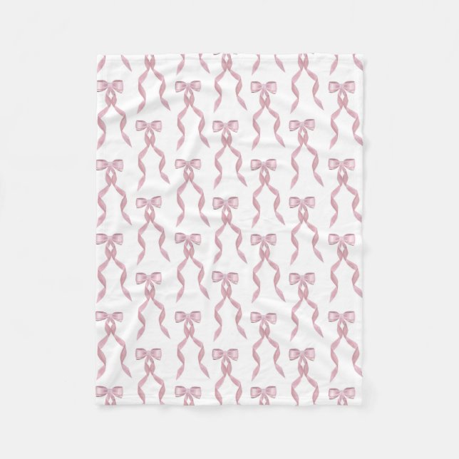 Couverture Polaire Motif de Bow rose Aquarelle (Devant)