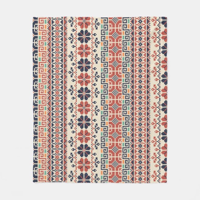 Couverture Polaire Motif De Broderie Palestinienne : Beauté Tradition (Devant)