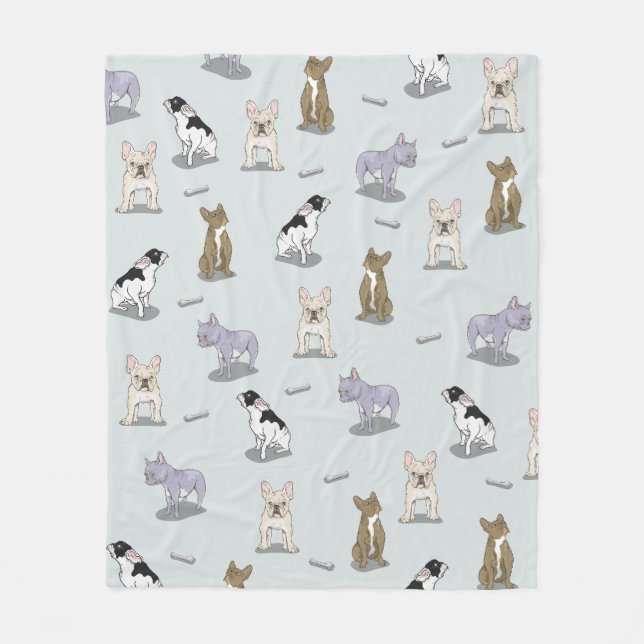 Couverture Polaire Motif de bulldog français (Devant)