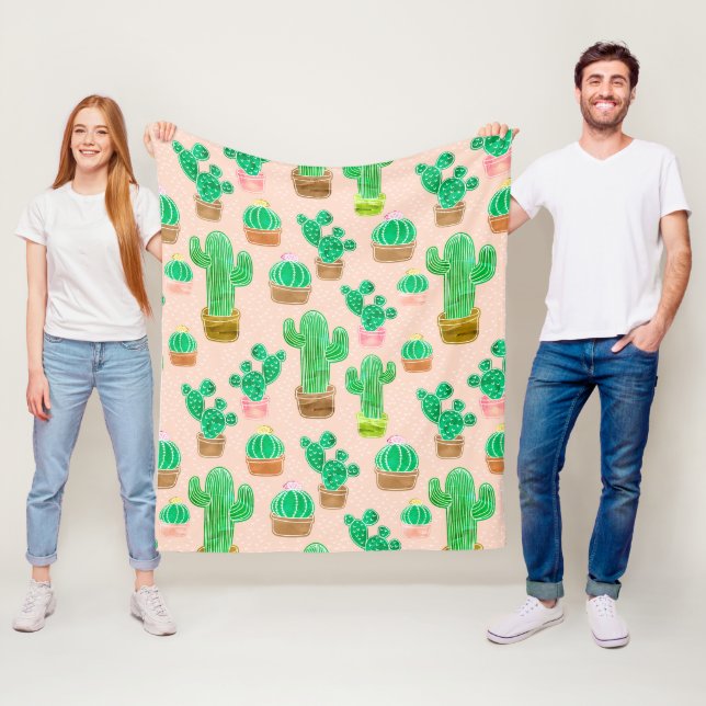 Couverture Polaire Motif de cactus pointillés (En situation)